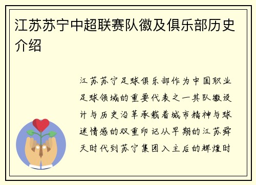 江苏苏宁中超联赛队徽及俱乐部历史介绍